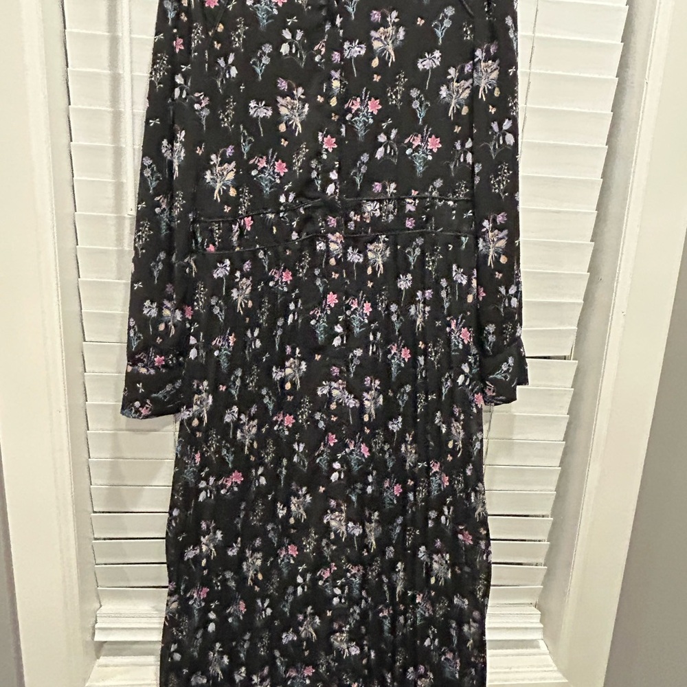 Chic Black Floral Long Sleeve Dress
